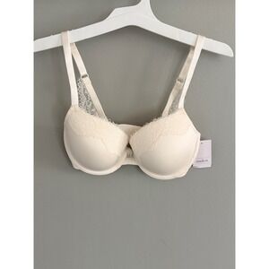 Auden 32D Demi Bra White Light Lift Comfort Wire Smooth Coverage NWT